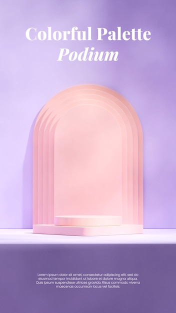 en retrato, representación de pared de color púrpura, espacio vacío 3d, bloque de cilindros, podio de color rosa