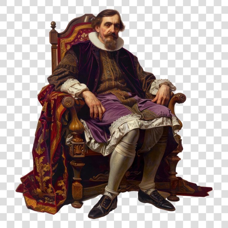 PSD retrato sentado de um nobre renascentista da png