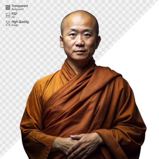 Retrato de un sereno monje budista con ropas tradicionales