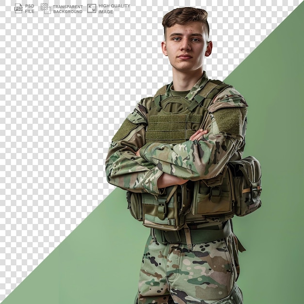 Retrato de un soldado aislado en un fondo transparente o blanco png