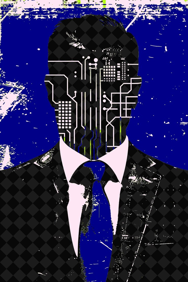 PSD retrato tecnológico del candidato presidencial con ilustración de bitcoin c diseño de campaña electoral