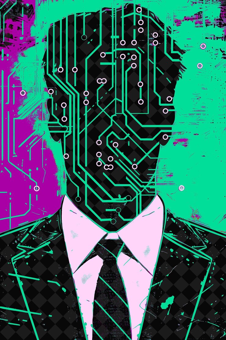 PSD retrato tecnológico del candidato presidencial con ilustración de bitcoin c diseño de campaña electoral
