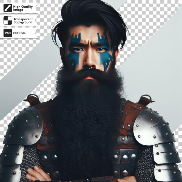 PSD retrato viking psd com espada em fundo transparente com camada de máscara editável