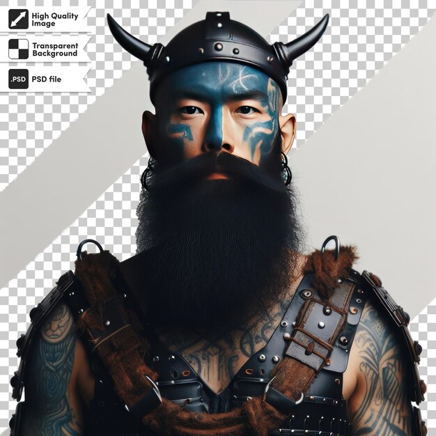 PSD retrato viking psd com espada em fundo transparente com camada de máscara editável