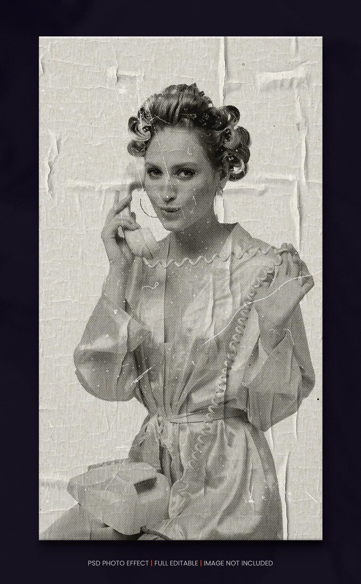 PSD retrato vintage de uma mulher no telefone
