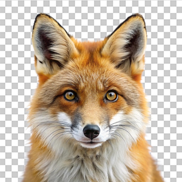 PSD un retrato de zorro rojo aislado en un fondo transparente