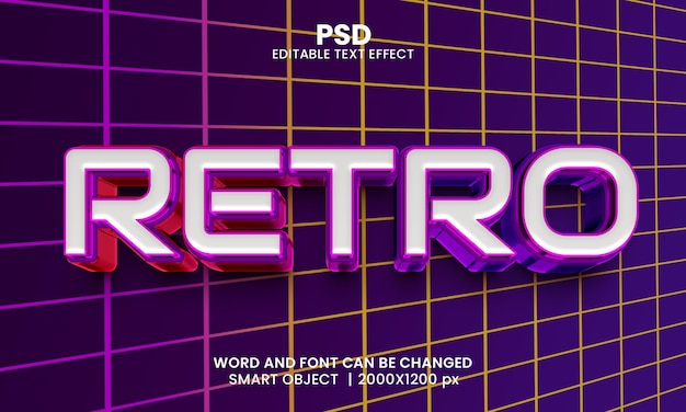 PSD retro 3d editierbarer texteffekt premium psd mit hintergrund