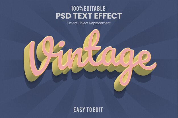 PSD retro 3d de efectos de texto y acción psd