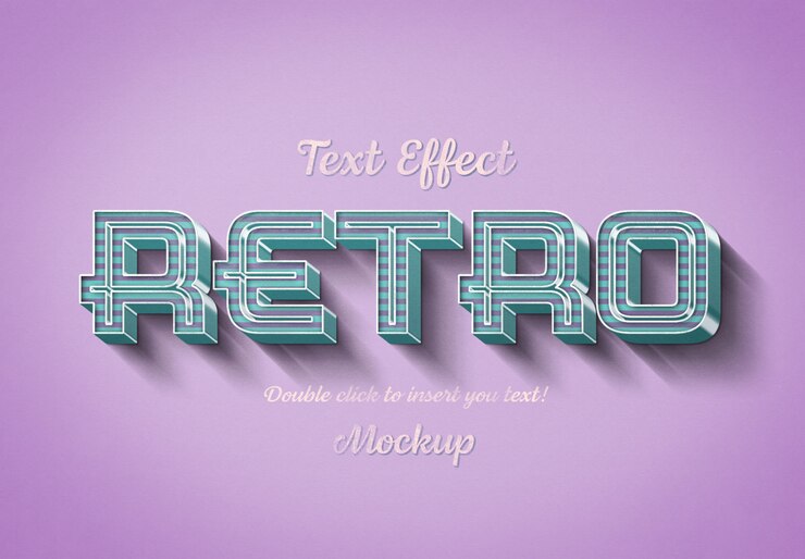 PSD retro 3d text effect with pink and blue stripes