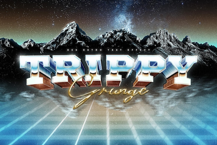 PSD retro 80s text effect template