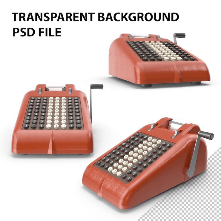 PSD retro adding machine png