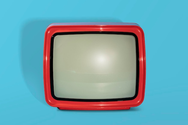 Retro-blaues Fernsehmodell auf blauem Hintergrund