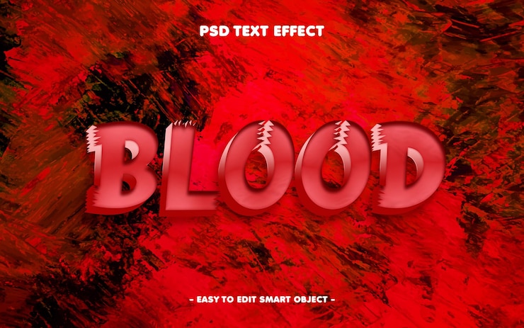 PSD retro blood 3d efecto de texto editable