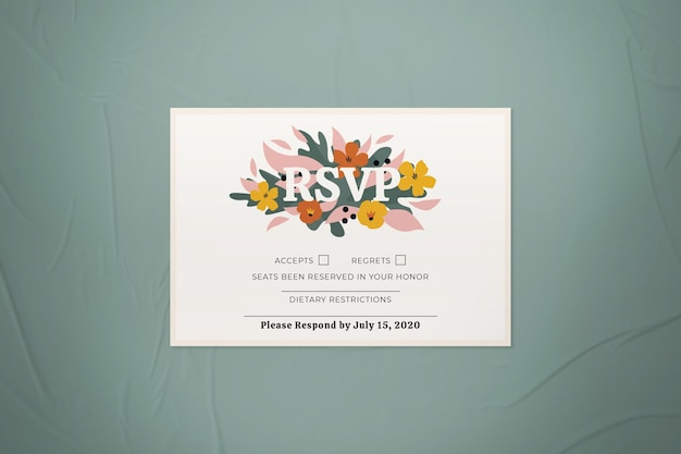 PSD retro blumenillustration rsvp-karte