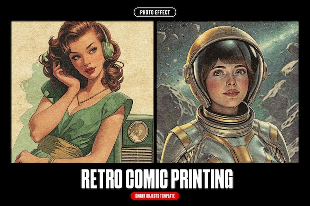 Retro Comic Effetto Fotografico di Stampa per Square