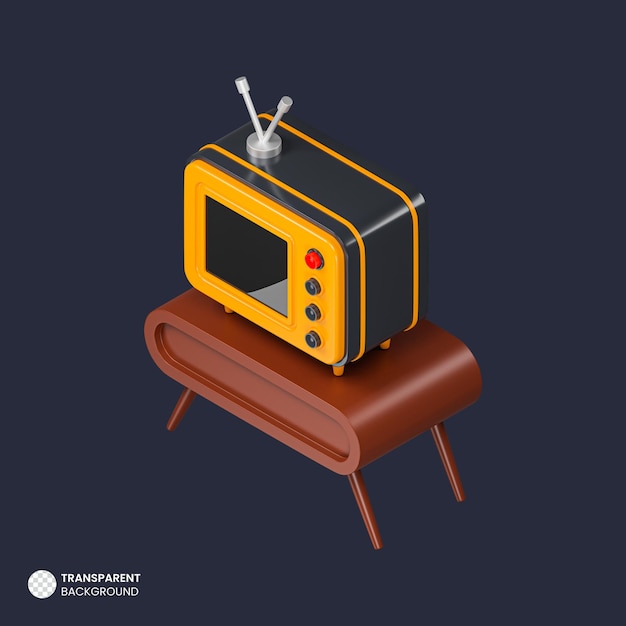 Retro-CRT-Fernseher isoliert 3D-Render-Symbol