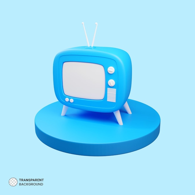 PSD retro crt televisión icono aislado 3d render ilustración