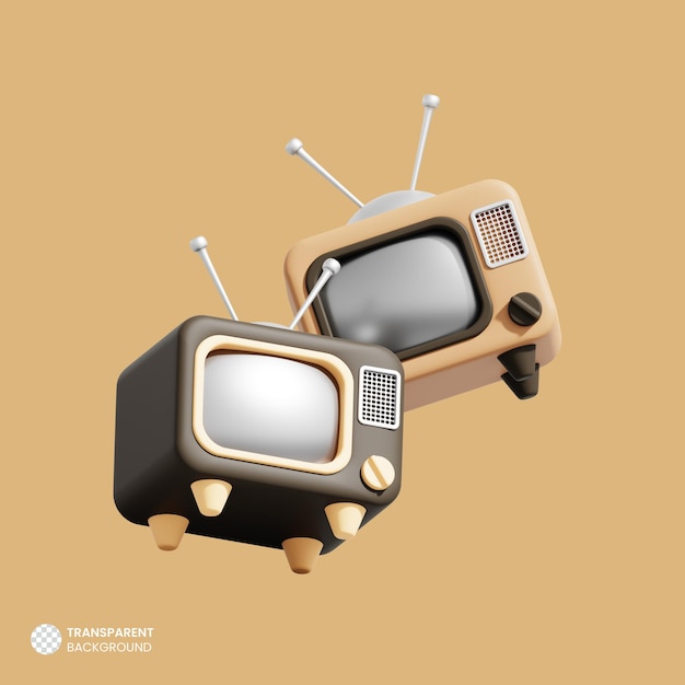 Retro crt televisión icono aislado 3d render ilustración