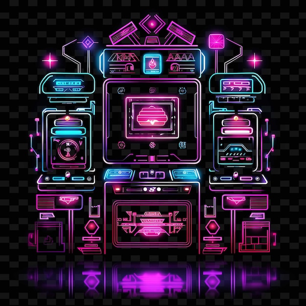 Retro Cyberpunk Vibrant Neon Lines Old School Arcade Machine Shape Y2K Neon Light Art Collezioni