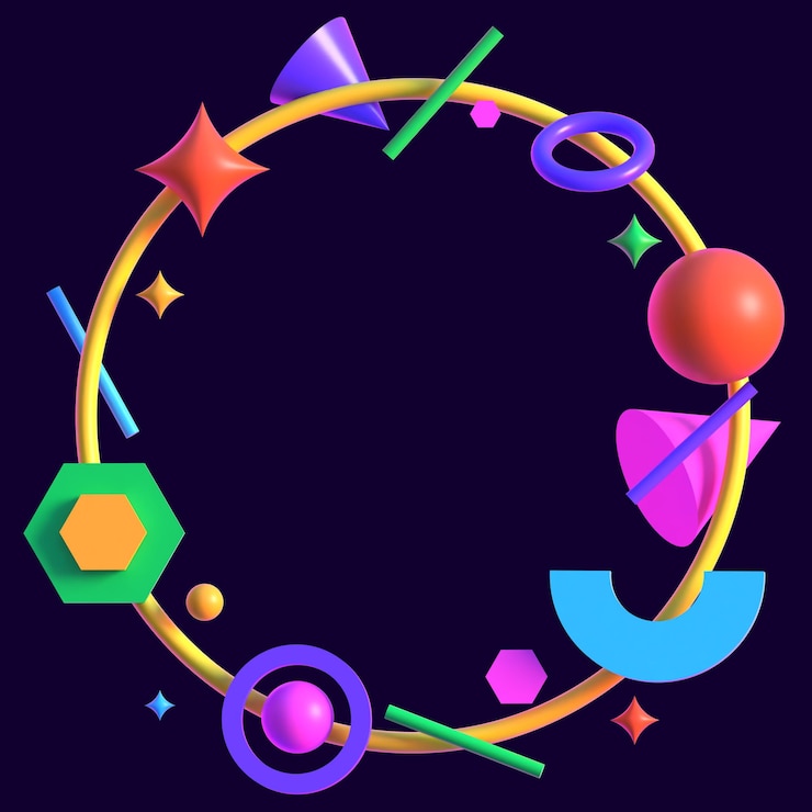 PSD retro futurista circular halo cósmico renderizado en 3d