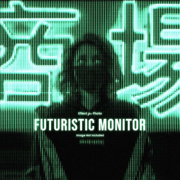 Retro futuristic crt monitor photo effect