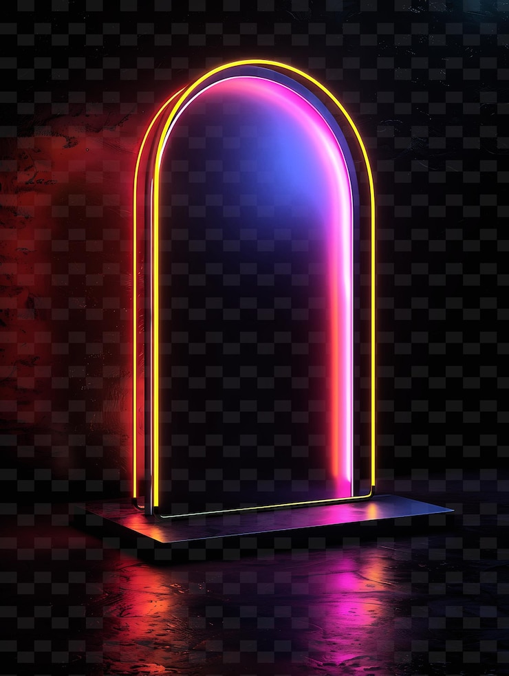 PSD retro futuristic signboard con una forma di tavolo arrotondato retro y2k shape creative signboard decor