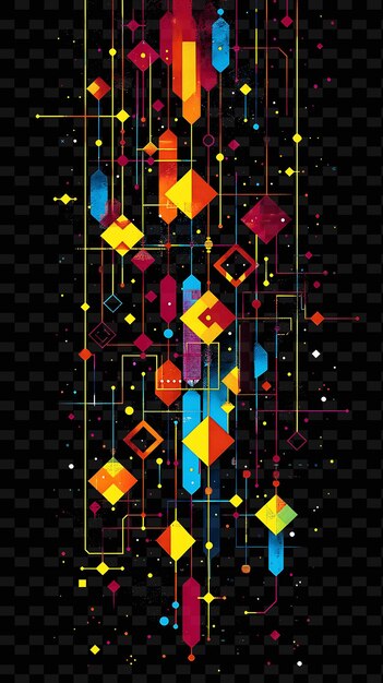 PSD retro inspirado trellises pixel art com cores ousadas e geom creative texture y2k neon item designs
