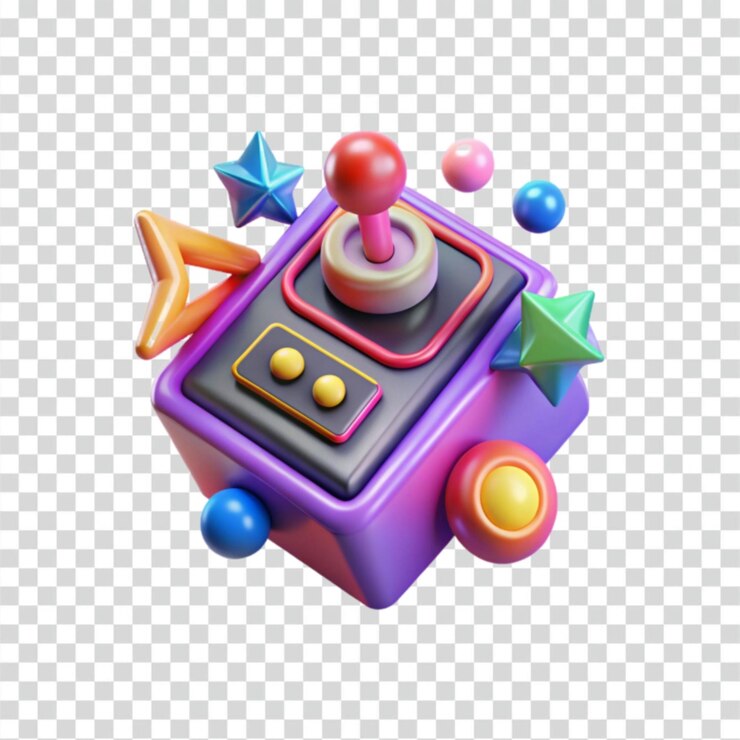 PSD retro juego joystick 3d renderizado