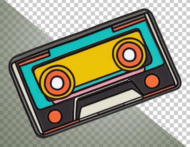 Retro-Kassette-Tape-Design auf Stoff ausgeschnitten Stock png