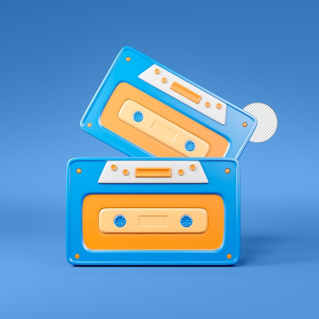 Retro-Kassettensymbol Isolierte 3D-Render-Illustration