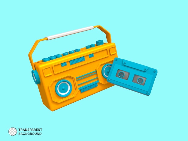Retro-Kassettensymbol Isolierte 3D-Render-Illustration