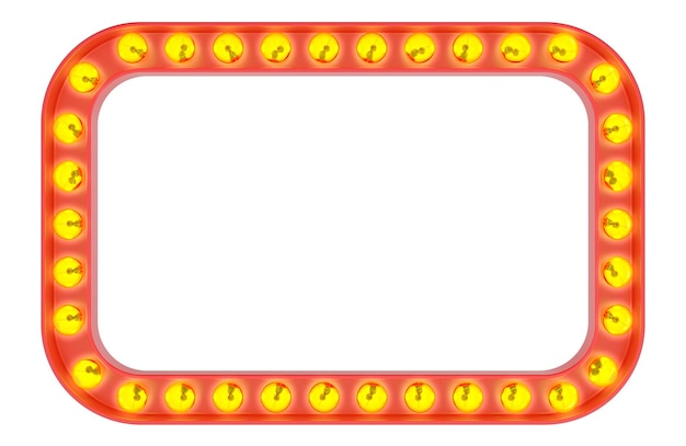 Retro lightbox billboard vintage frame with lightbulb Vintage banner light box Cinema or show signboard decoration advertisement 3D rendering isolated on transparent background