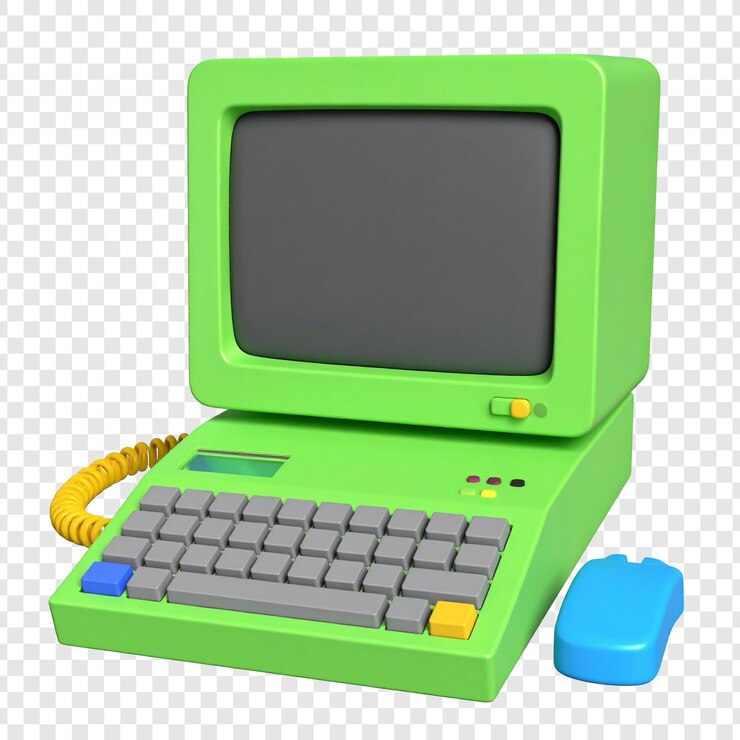 PSD retro lime green computer illustration