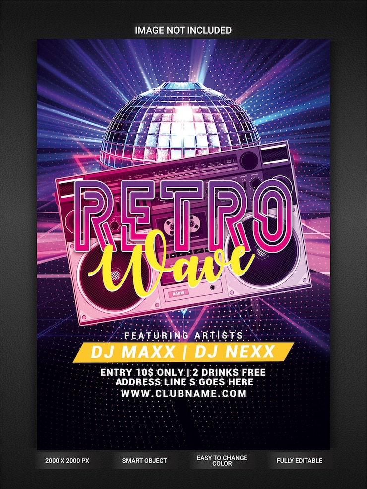 PSD retro-musik-party-flyer