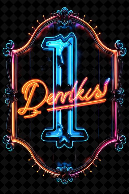 Retro Neon Diner Sign Arcane Marco con elementos clásicos de restaurante Marco de color neón Colección de arte Y2K