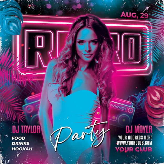 PSD retro-party-flyer-psd-vorlage