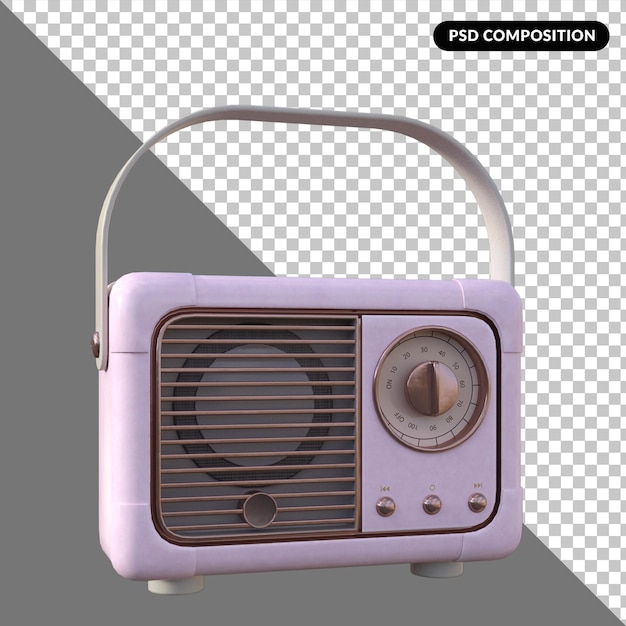 Retro radio aislado en 3D