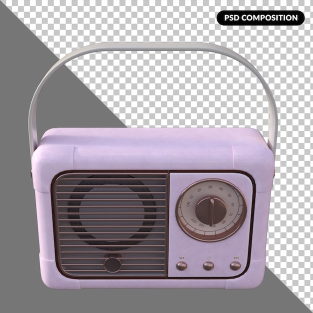 PSD retro radio aislado en 3d