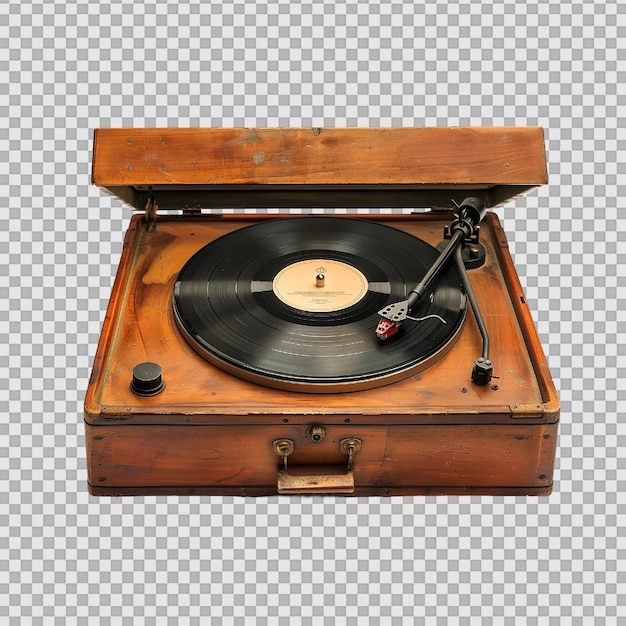 PSD retro record player on transparent background