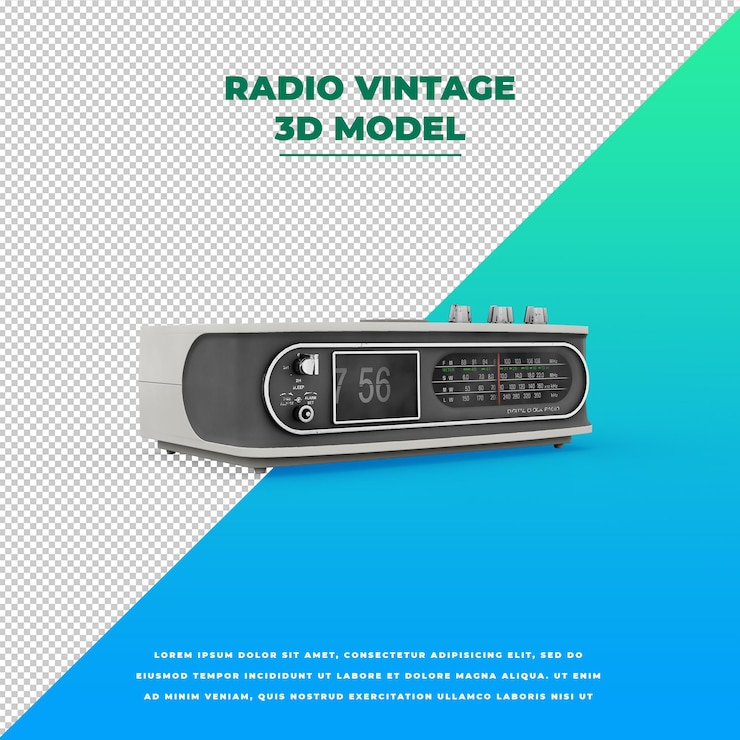 PSD retro style vintage antique radio model