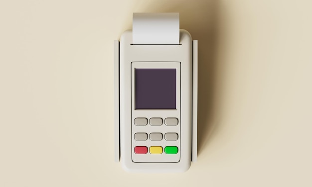 Retro tarjeta de crédito máquina de pago Mock up 3D Rendering no AI
