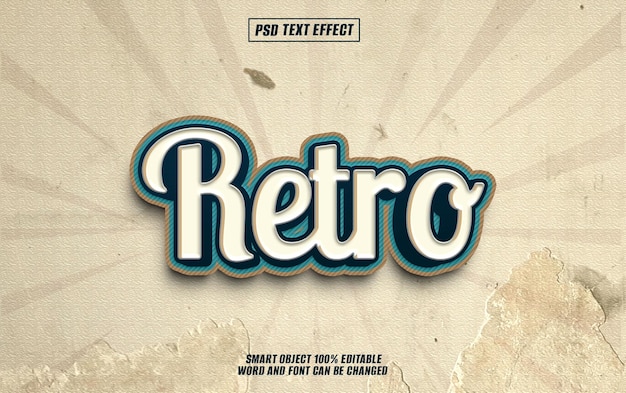 retro text effect font editable typography 3d text