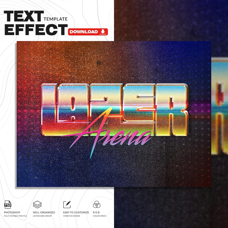 PSD retro text effect psd template