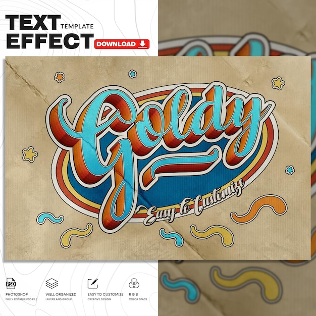 Retro-Text-Effekt-PSD-Vorlage