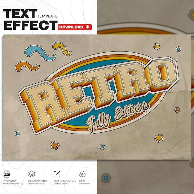 Retro-Text-Effekt-PSD-Vorlage