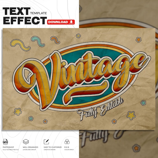 Retro-Text-Effekt-PSD-Vorlage