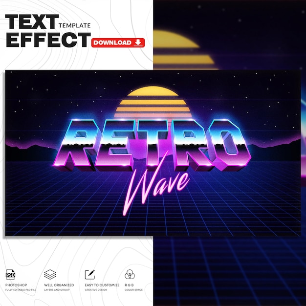 Retro-Text-Effekt-PSD-Vorlage