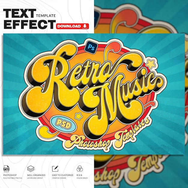 Retro-Text-Effekt-PSD-Vorlage