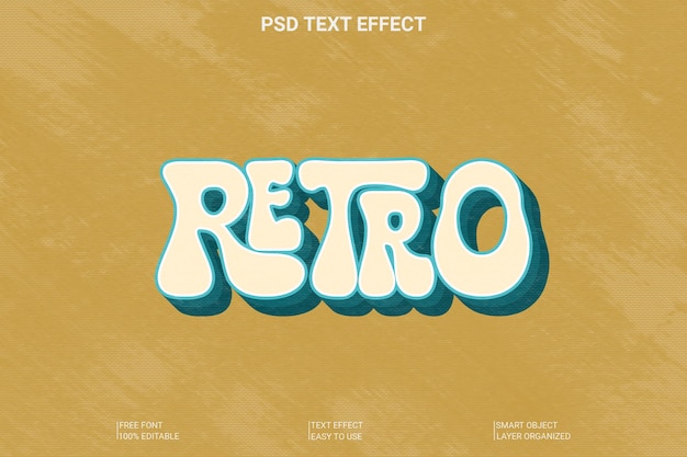 PSD retro-text-effekt-vorlage mit 3d-stil