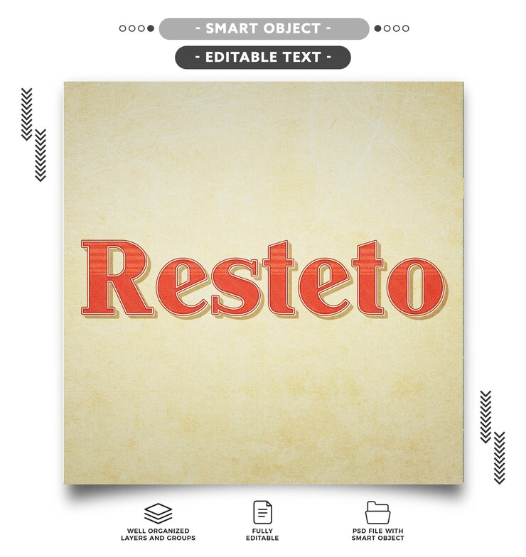 PSD retro textový efekt, editovatelný psd